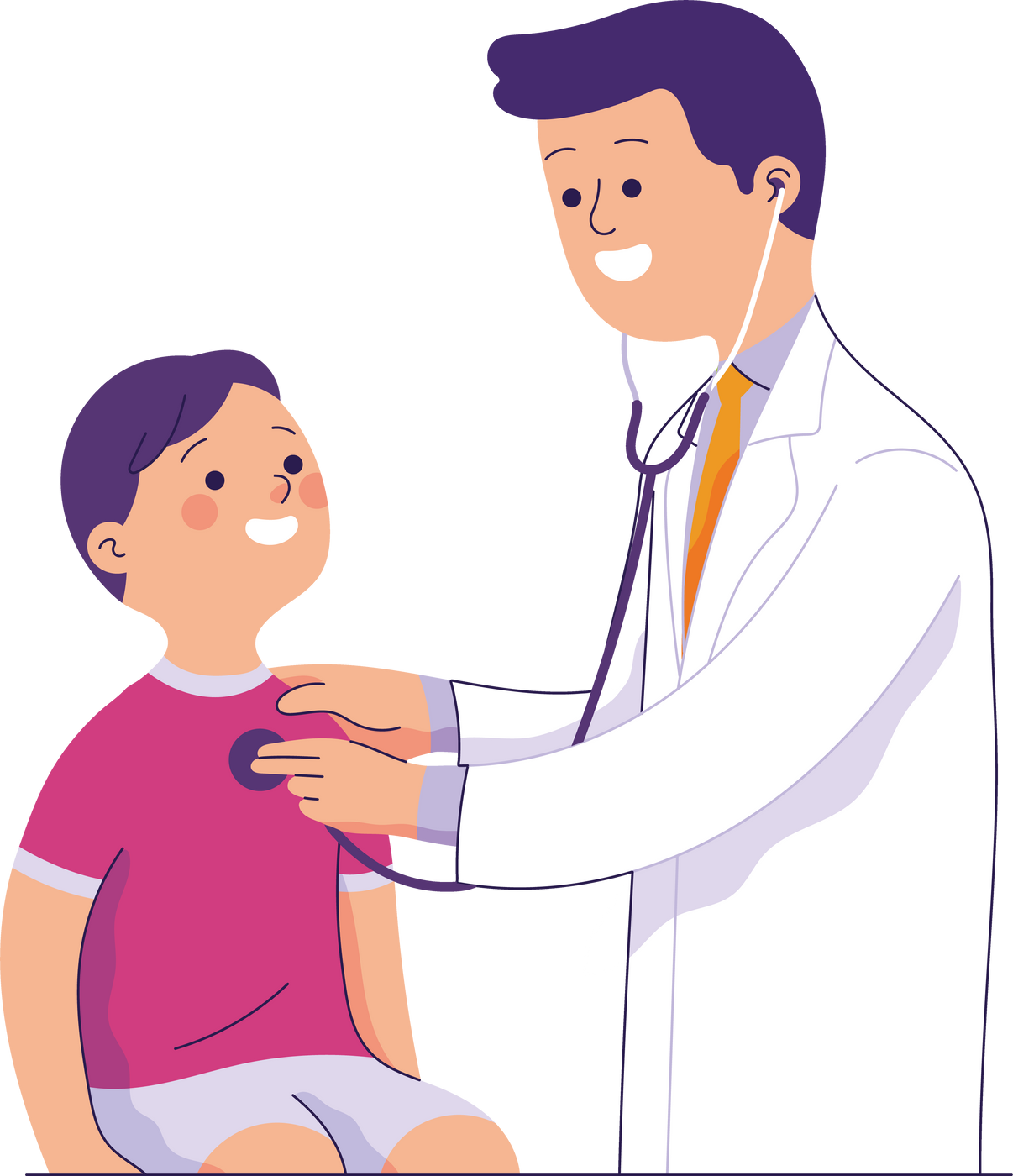 pediatrician doctor check kid patient using stethoscope